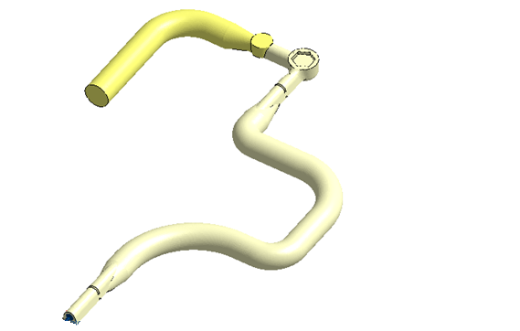 A tube case with overflow region (in yellow)