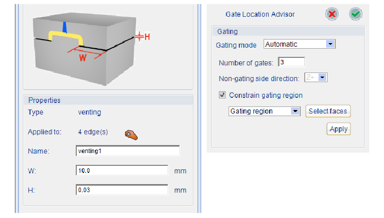 Venting, Gate location (wizard)