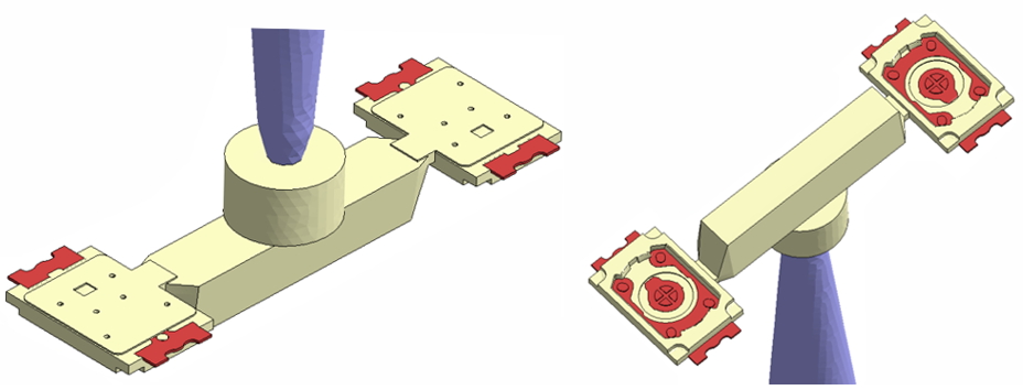 The T3C tact switch is one of the products with the highest output in Diptronics Manufacturing Inc. The main purpose of electronic switches is to turn on the circuit. This kind of product is easy to have air trap, weld line and lack of material in the manufacturing process, resulting in poor conduction of the product.  The team used Moldex3D to find out the solutions to balance the flow behavior of products, shorten the molding cycle, and improve appearance defects. Applying Moldex3D can effectively improve the product yield and reduce costs at the same time.