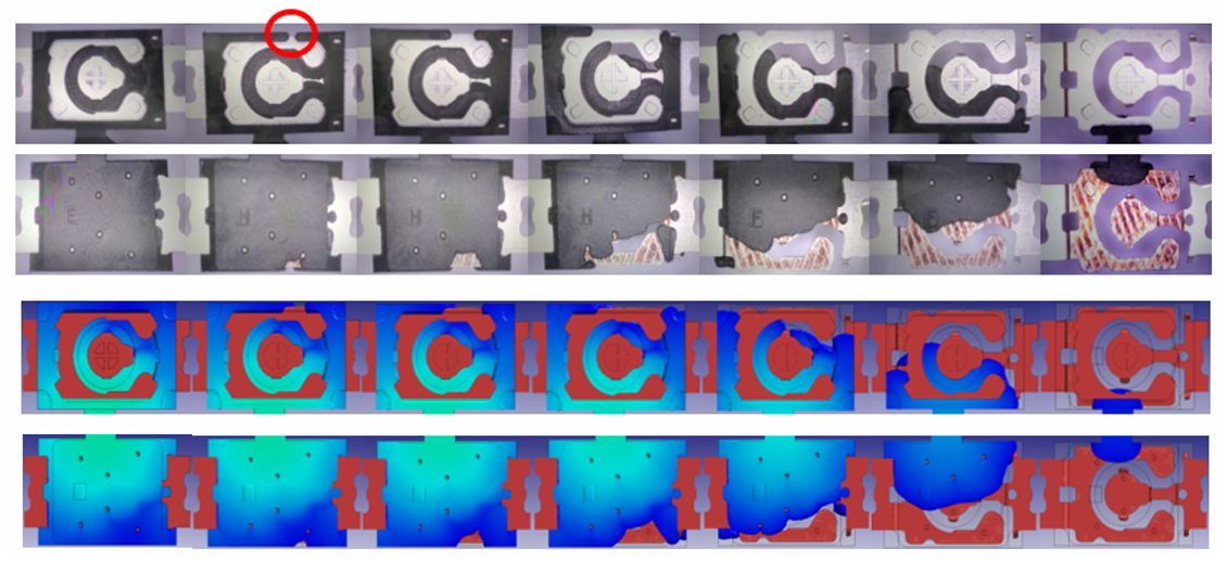 The T3C tact switch is one of the products with the highest output in Diptronics Manufacturing Inc. The main purpose of electronic switches is to turn on the circuit. This kind of product is easy to have air trap, weld line and lack of material in the manufacturing process, resulting in poor conduction of the product.  The team used Moldex3D to find out the solutions to balance the flow behavior of products, shorten the molding cycle, and improve appearance defects. Applying Moldex3D can effectively improve the product yield and reduce costs at the same time.