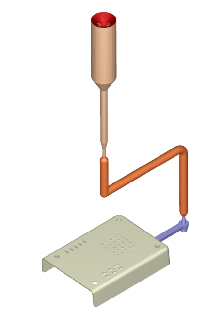 4.       CAE Model - The part and the feed system, which includes the gate, cold runner and the hot drop, were all modelled using 3D elements. Considerable effort has been spent to understand the mesh sensitivity of the model on some of the key results like pressure and flow pattern before deciding it. To include the pressure loss that occurs in the machine screw barrel, the front portion of the machine nozzle geometry is included into the feed system model and finally they are integrated with the part geometry – all these are meshed using 3D elements, thus forming the basis for FE meshed model. Vents designed in mold are also measured and same are modelled in CAE model.